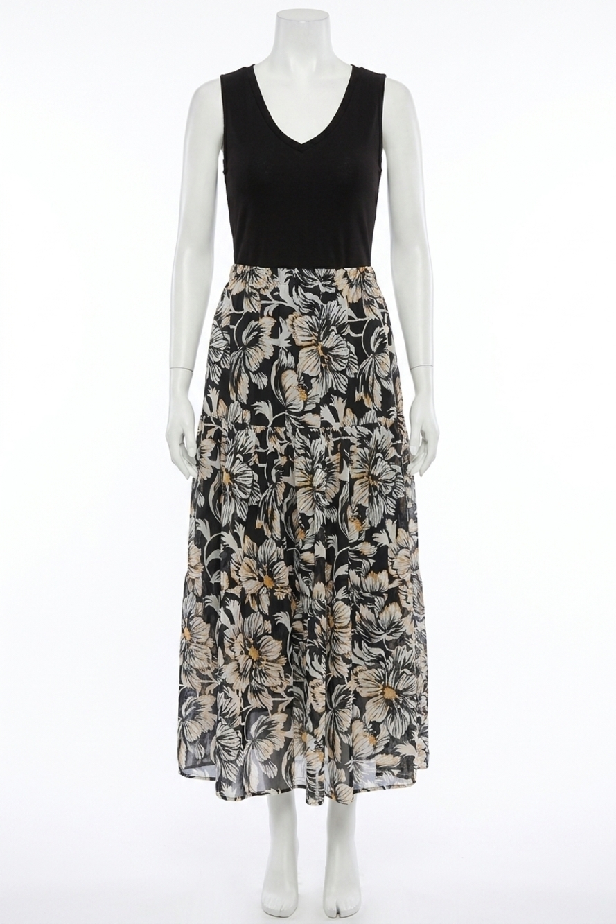 NEW DREW vicky twofer midi dress in black
